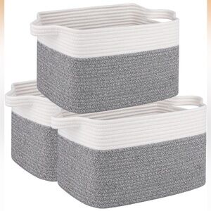 NEW Elegant Gray and White Storage Baskets - Set of 3